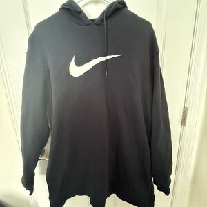 Nike Men's Black Hoodie with White Logo